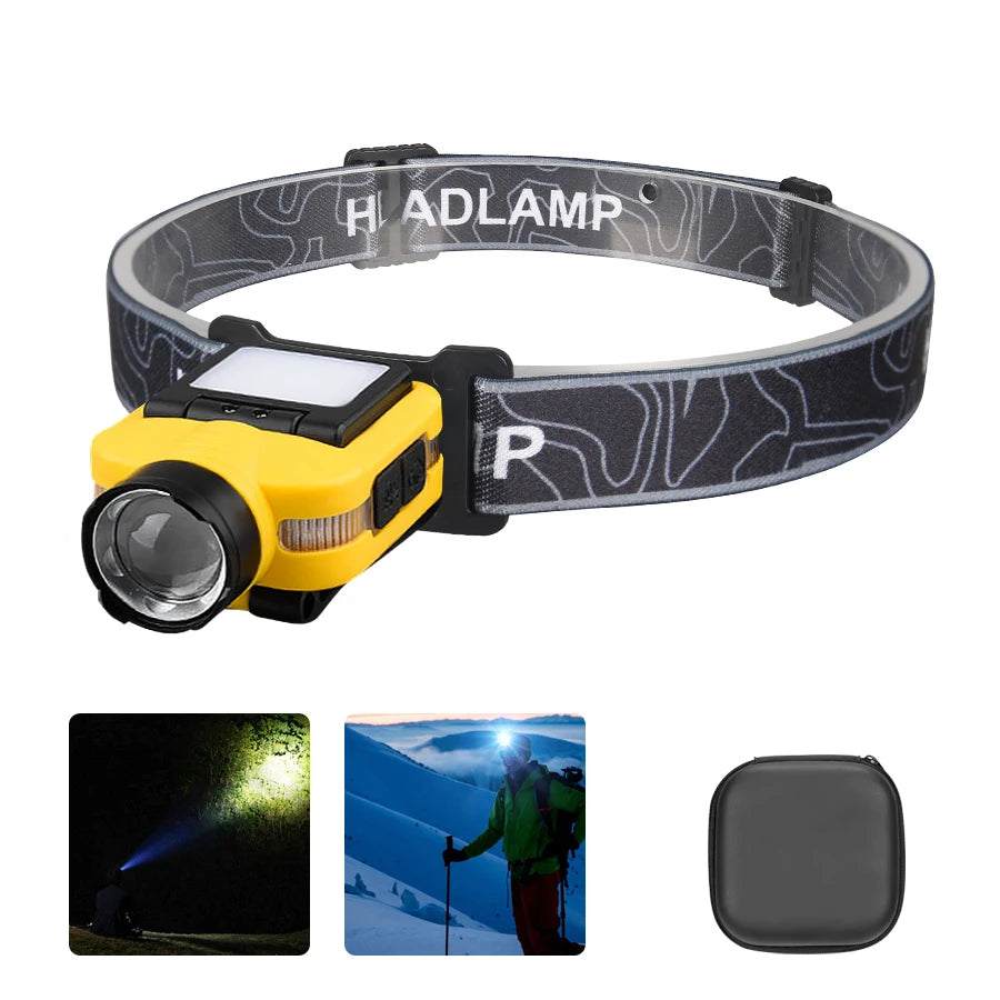 COB LED Rechargeable Headlamp – 5 Modes, 200LM & Pen Clip