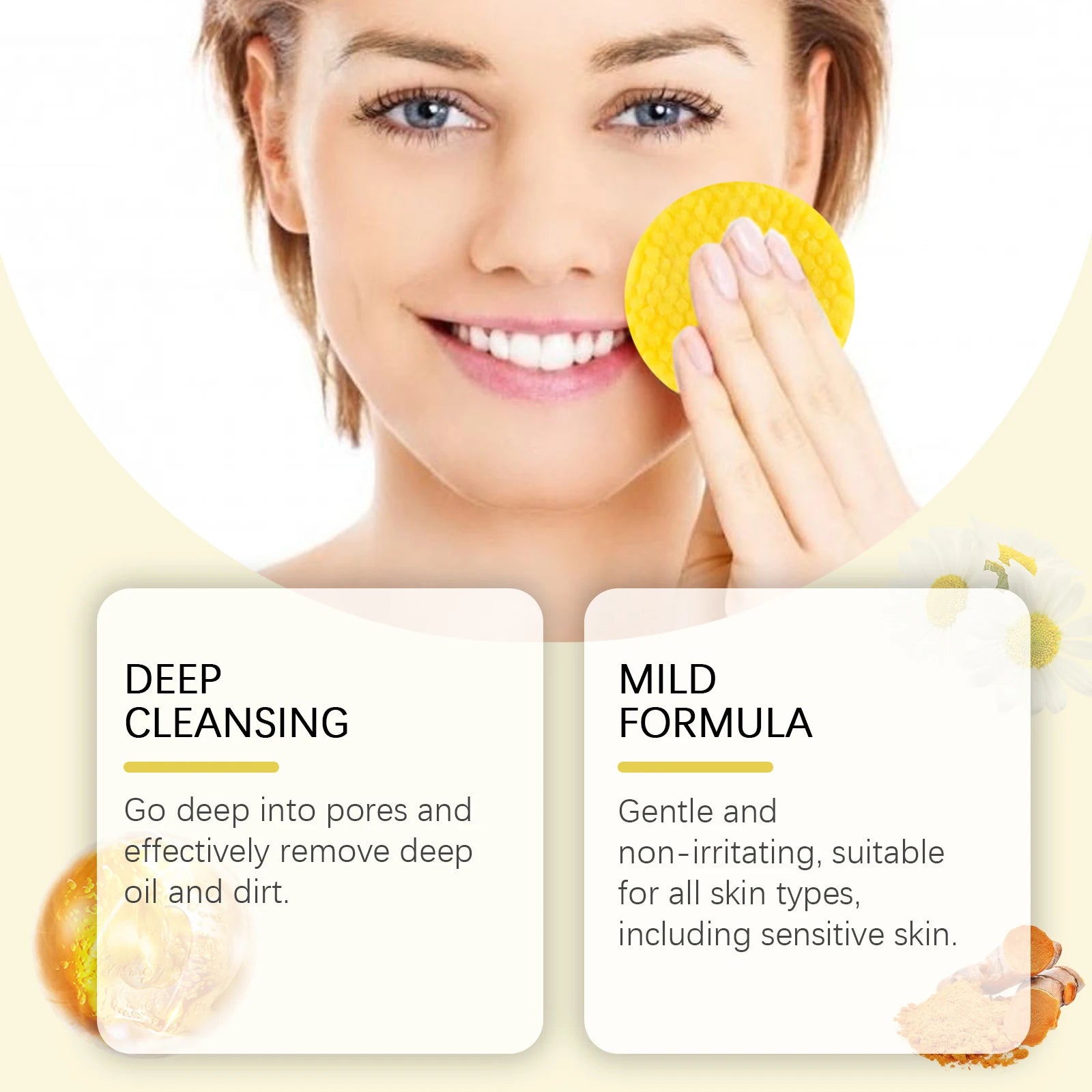 Turmeric Kojic Acid Cleansing Pad Pore Cleanser Makeup Remover Exfoliator Oil Control Brightening Smooth Facial Washing Sponge Oasis Select