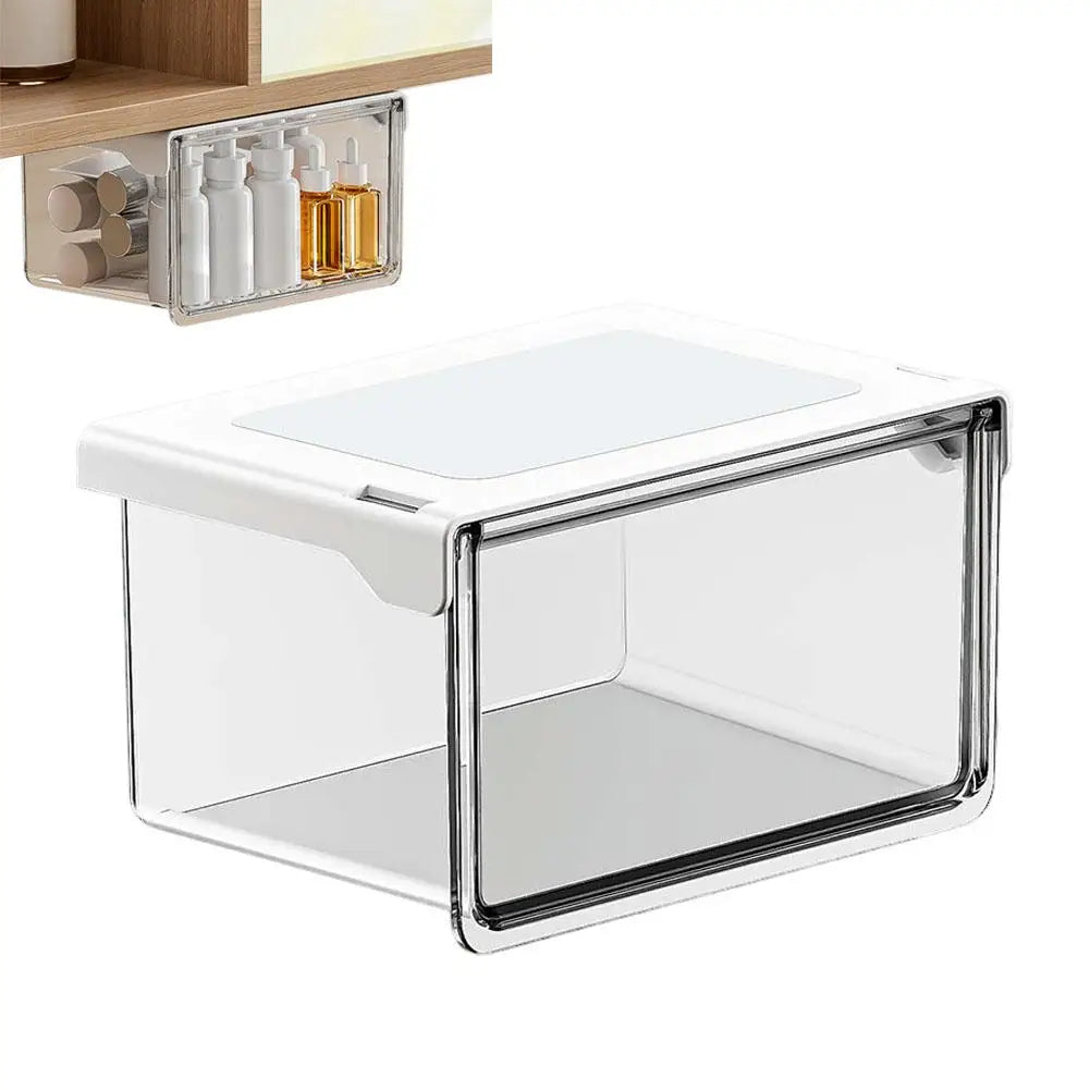 Self-Adhesive Under-Desk Drawer Storage Box – S/M/L Clear