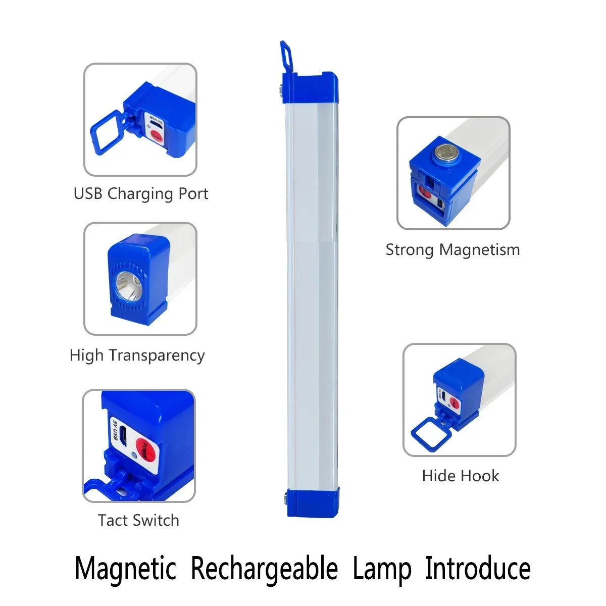 LED Magnetic Work Light – Rechargeable Bar Lamp with Hooks