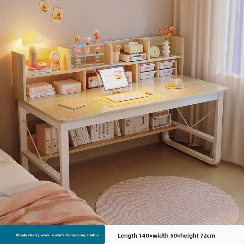 Desk bookshelf integrated student writing desk simple office desk and chair combination computer desk Oasis Select Oak-140cm