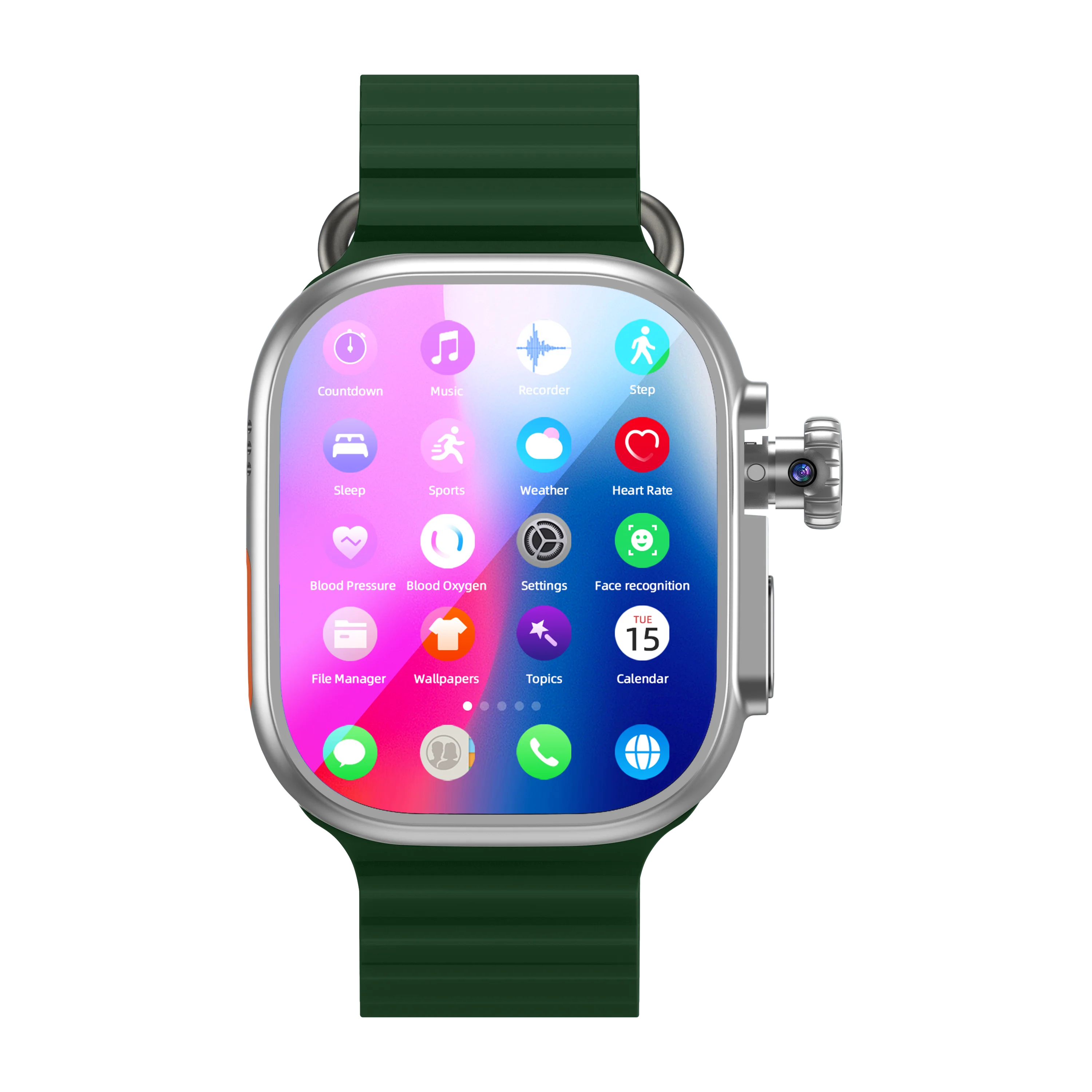 DW100 Pro Updated DW200 Pro 5G LTE Full Netcom Android 13.0 Smartwatch Smart Watch With Rotary Camera Touch ID Infrared function Oasis Select Silver Green 4GB 64GB