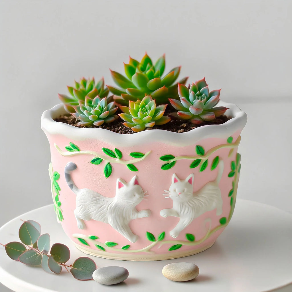 Animal Gypsum Flowerpot Silicone Mold DIY Cat And Dog Relief Ceramic Drip Pot Mold Oasis Select