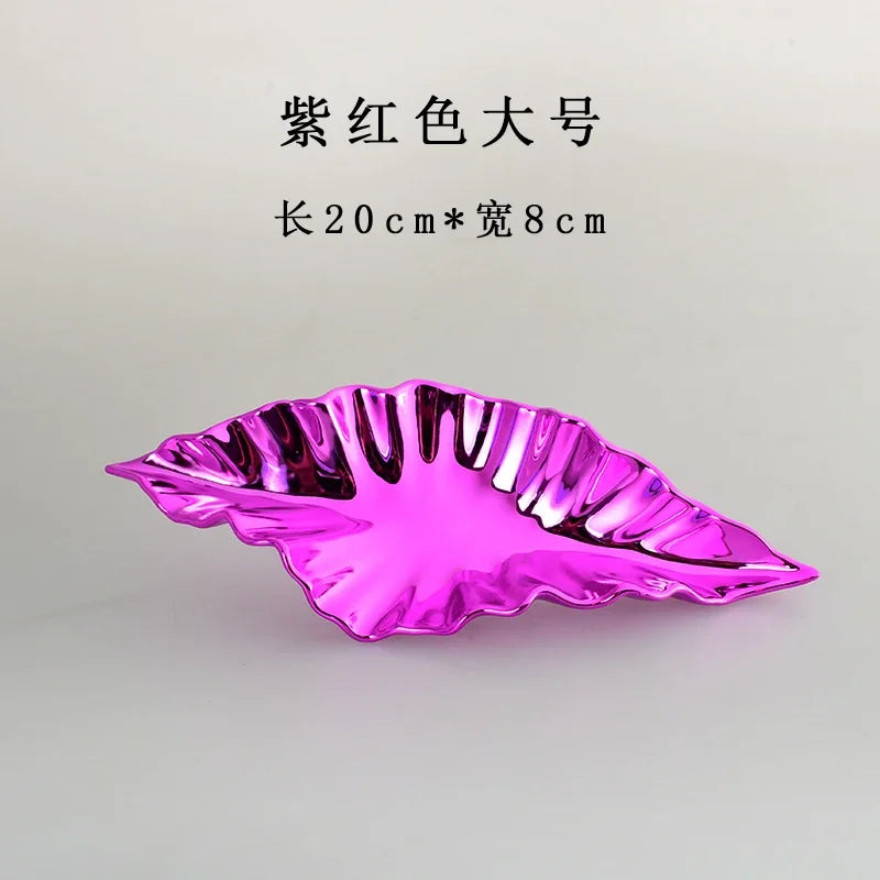 Modern Living Room Simple Nail Free Imitation Metal Wall Decoration Wall Hanging Wall Leaf Decoration Soft Installation Pendant Oasis Select Purple 20cm