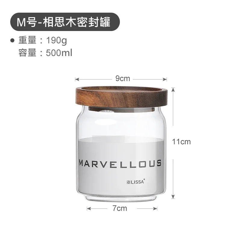 Mini Glass Sealed Jar Food Grade Coffee Powder Dispenser Bottle Portable Tea Coffee Beans Storage Small Empty Bottle Oasis Select 500ml 1pcs
