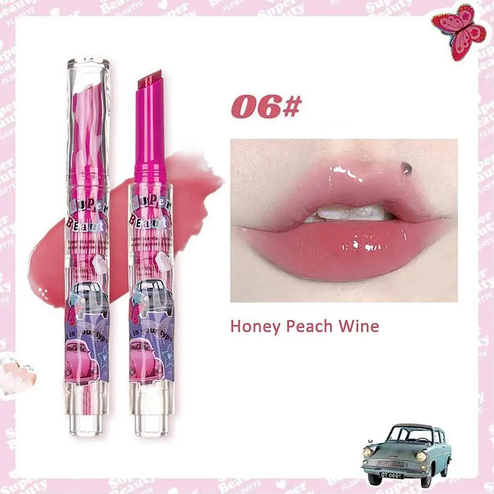 2025 New Florette Clear Jelly Lip Glaze Flower Love Shape Mirror Lipstick Waterproof Non-stick Cup Lipstick Korea fashion Makeup Oasis Select F CN