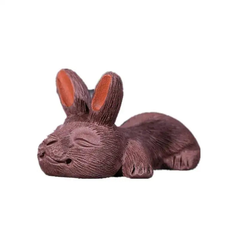 Purple Sand Tea Pet Rabbit Grooming Zodiac Cute Rabbit Pen Holder Sculpture Ornaments Tea Play Oasis Select