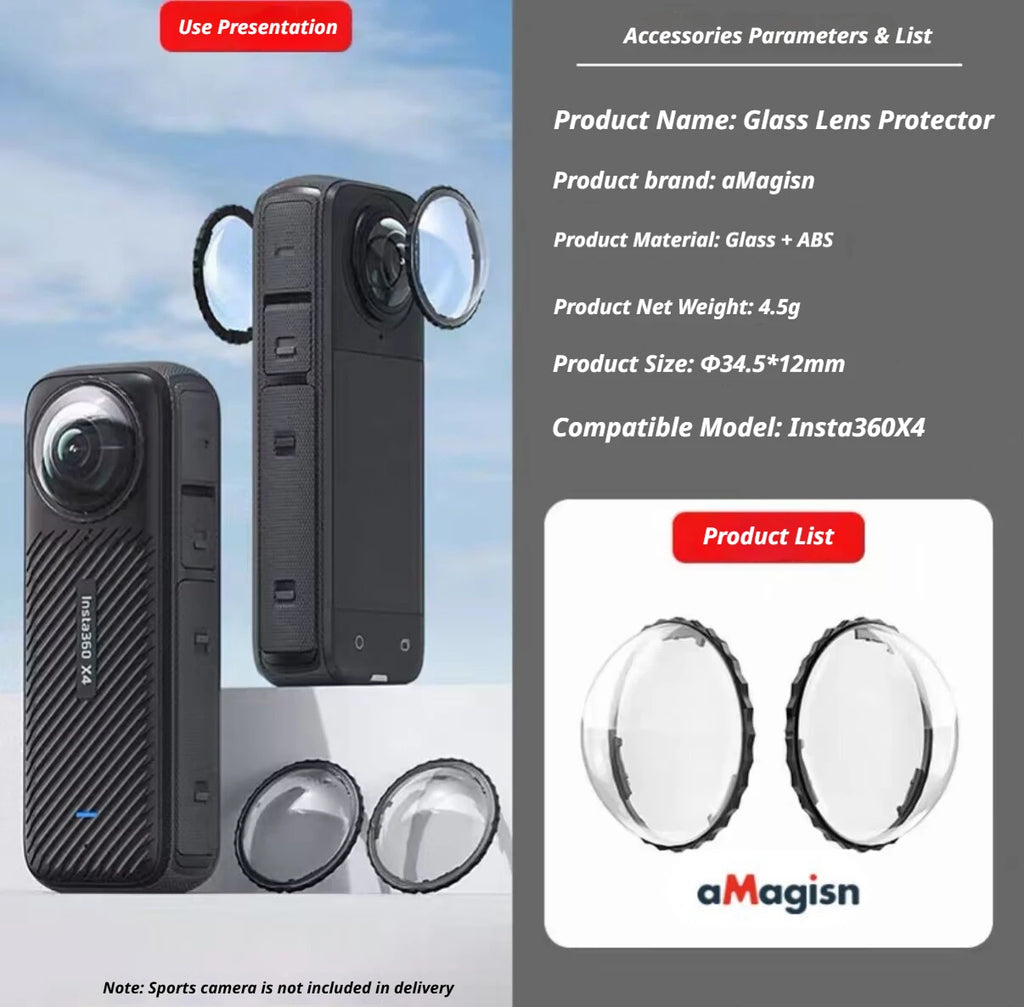 Tempered Glass Lens Guards for Insta360 X4 – 2-Pack