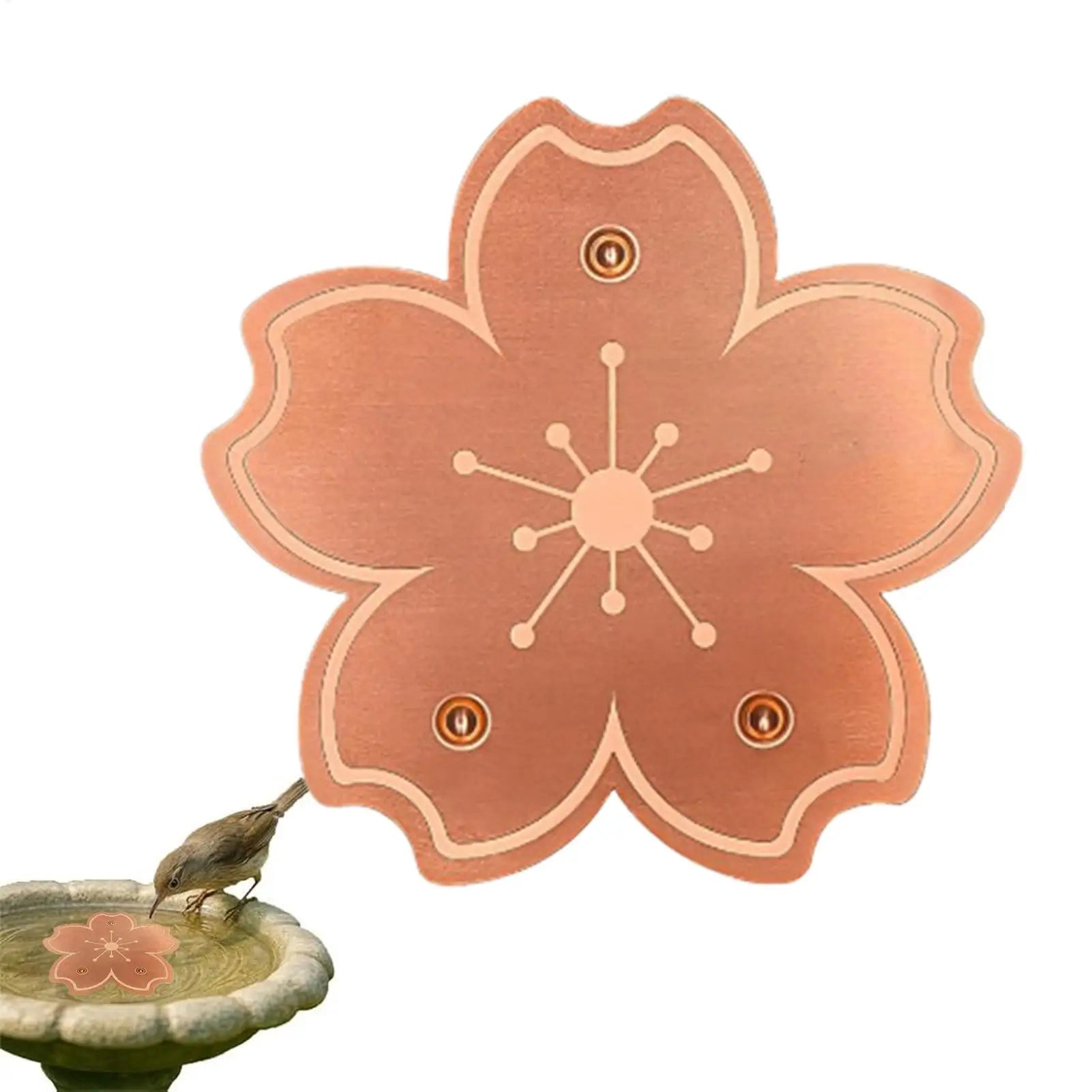 Bird Bath Copper Disk Copper Purification Cleaner with Triple-Point Support All-Season Birdbath Bowl Cleaner Plate for Nature Oasis Select