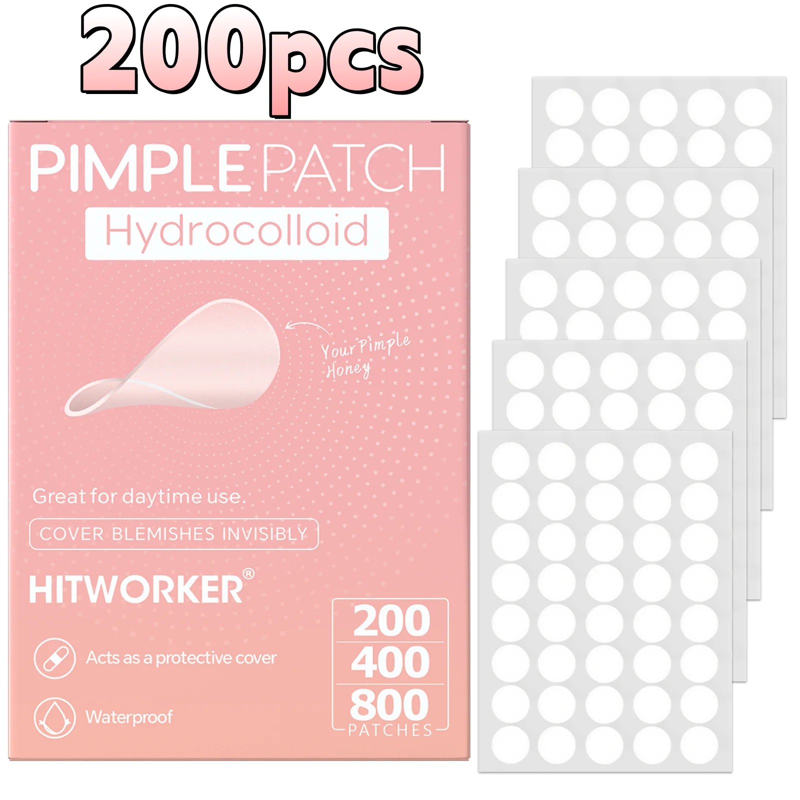 800/400/200pcs Colloidal Acne Patch - Alcohol free, odorless, effectively covers acne patches, suitable for all skin types Oasis Select 200pcs