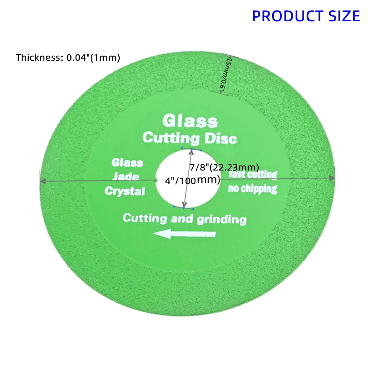 5Pcs 100/115mm Diamond Glass Cutting Disc 1mm Thin Brazed Saw Blade 7/8" Arbor for Angle Grinder Jade Ceramic Tile Grinding Oasis Select Green B 100mm
