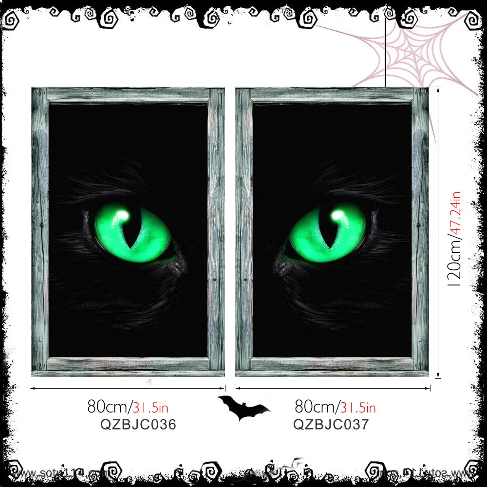 New Halloween Horror Eye Character False Window Decoration Holiday Window Costume Decoration Oasis Select QZBJC036 QZBJC037 With 10m ribbon