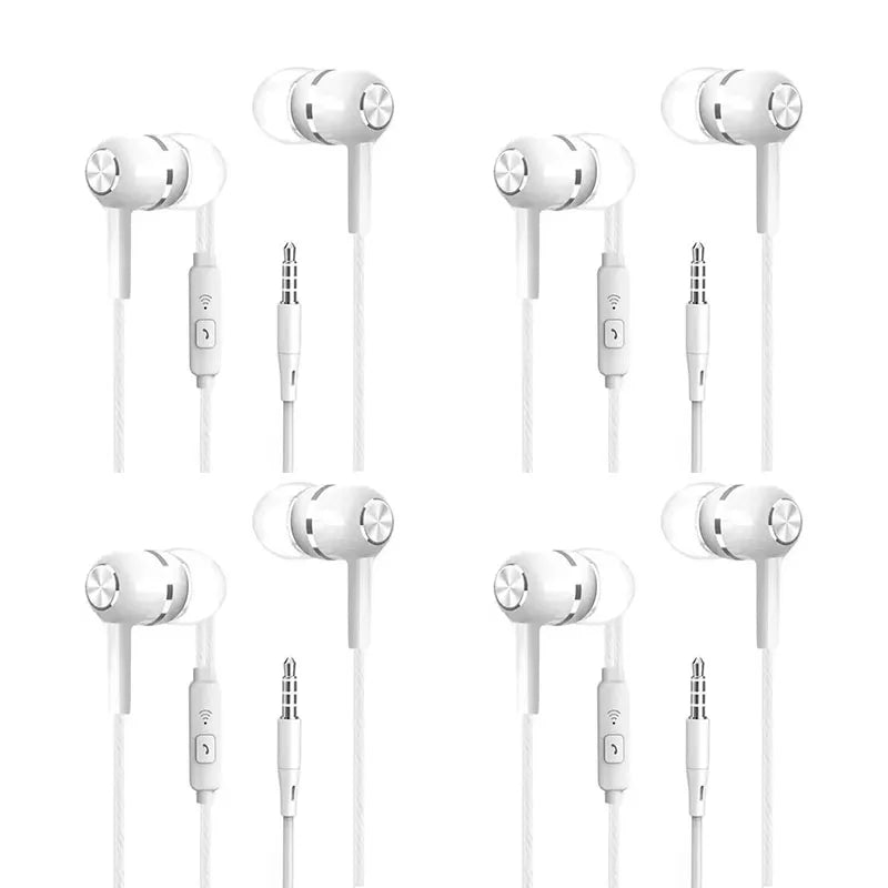 1/2/4pcs Mobile Wired Headphones Sport Earphone In Ear 3.5 Sport Earbuds Headset Mic Music Earphones for Phones Oasis Select White-4pcs