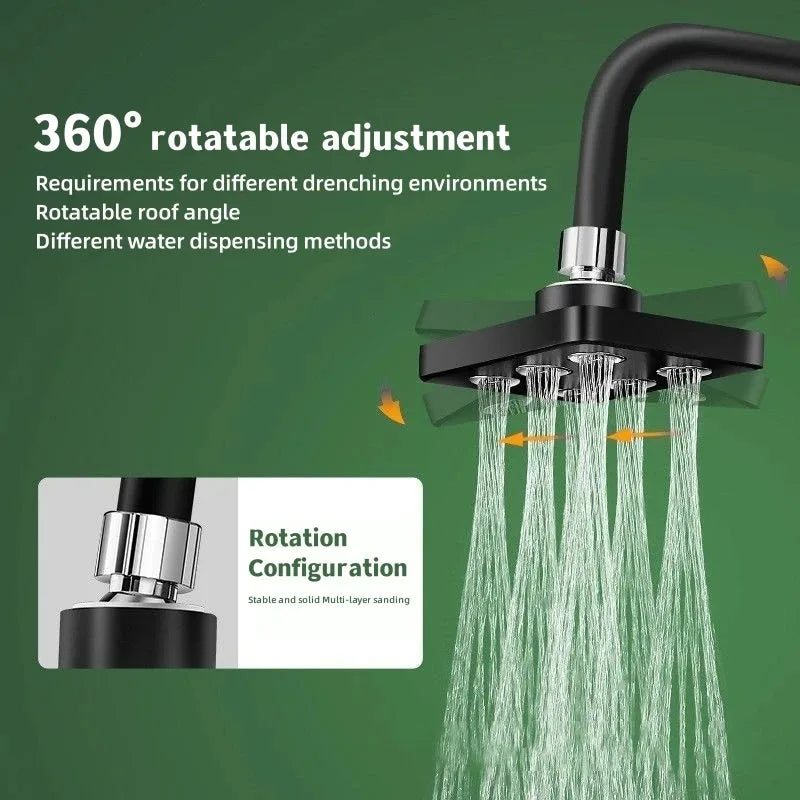360° Rotating Square Rain Shower Head – Pressurized Water Saver