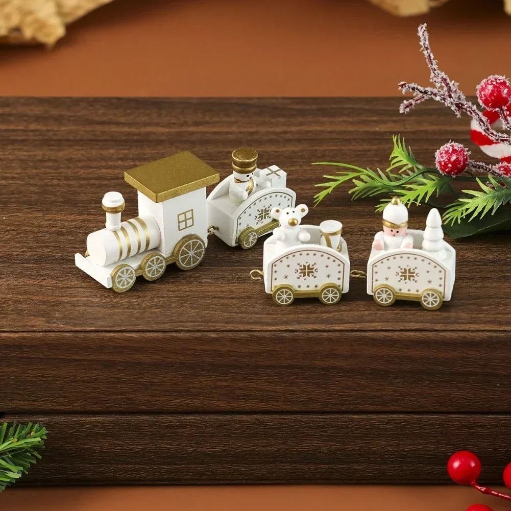 As Shown Christmas Train Decoration Charming Painted Design Easy To Arrange Sturdy Wood Material For Christmas Tree Oasis Select