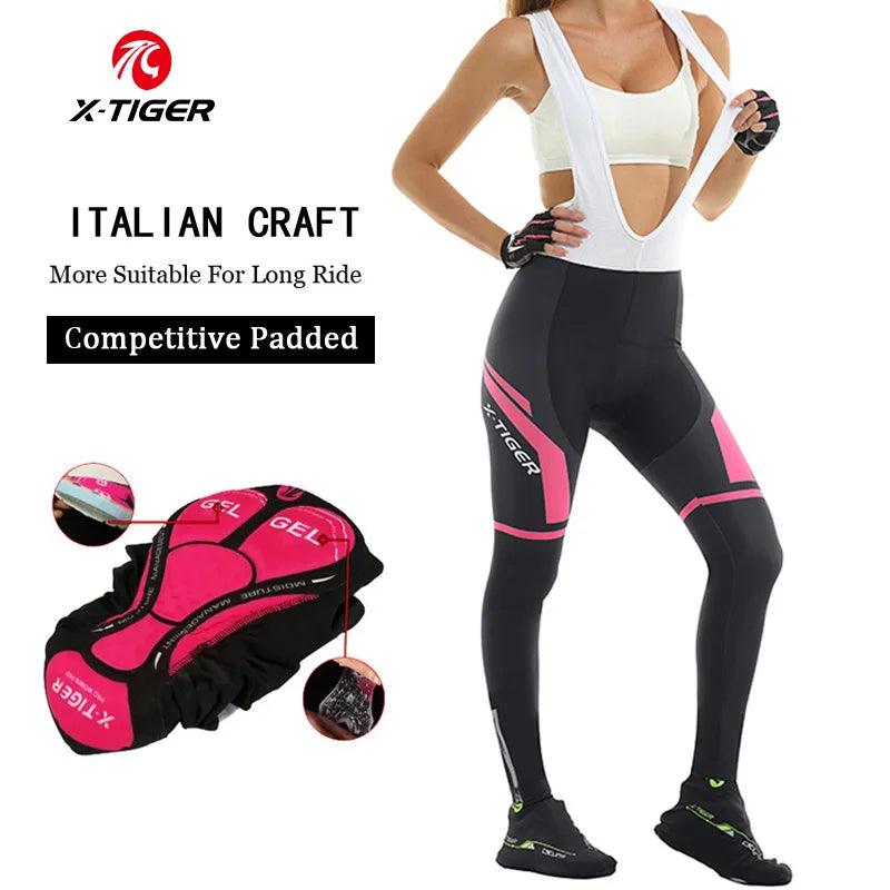X-TIGER Pro Women's Cycling Bib Pant Breathable Shockproof MTB 5D Coolmax gel Pad Mountain Road Bicycle Tights Ciclismo Pants Oasis Select
