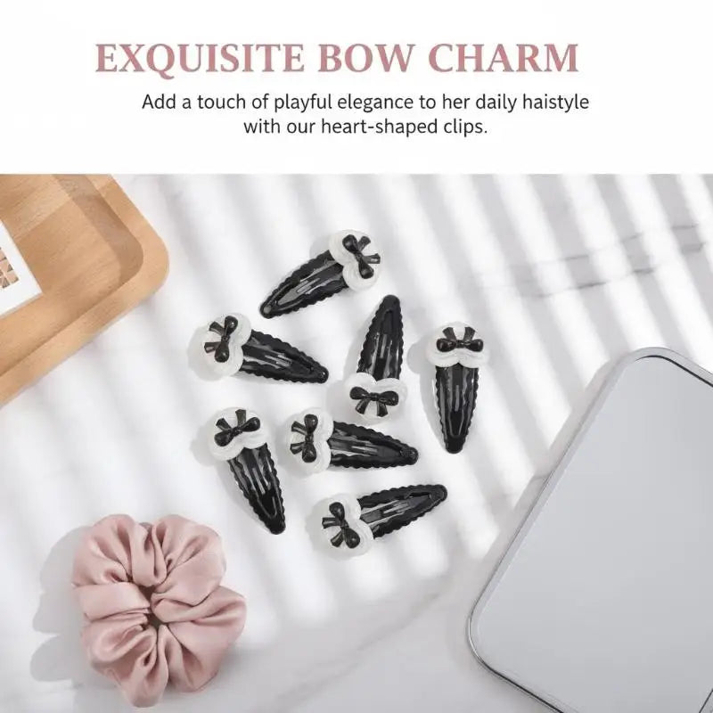 Bowknot Heart BB Hair Clips Non-Slip Cute Set of 2/6 Pcs Hair Clip Set Oasis Select