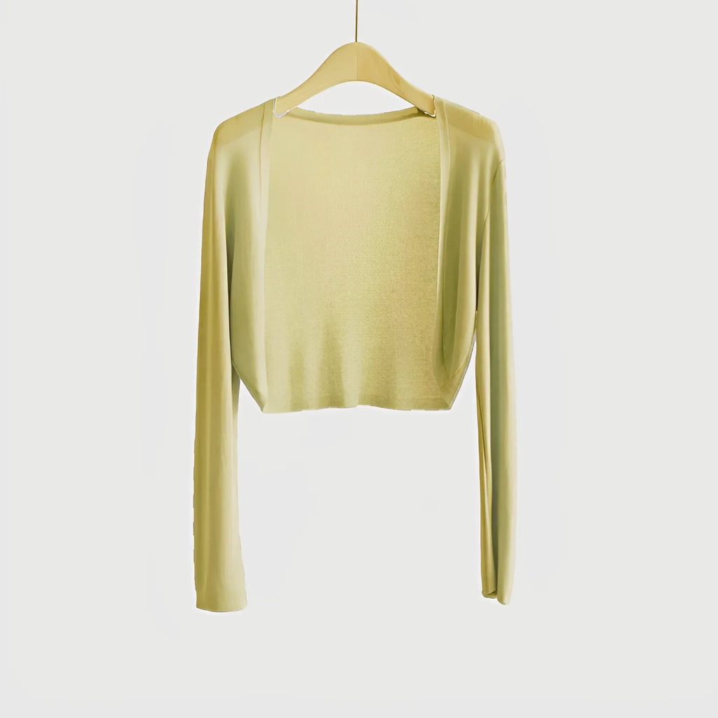 Women's Ice Silk Knit Cardigan – Open Front Crop Shrug Cover Up