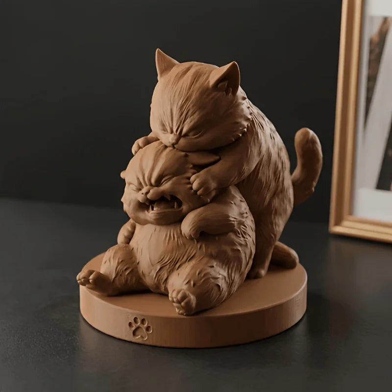 Interesting Fighting Cats Figurines 3D Printing Cute Animal Statues Whimsical Cats Decor Home Office Desk Shelf Pet Lovers Gifts Oasis Select
