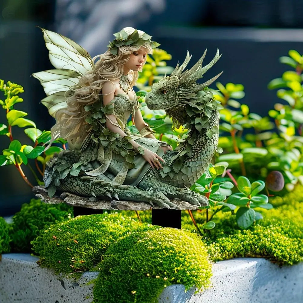 Acrylic Flower Fairy Garden Stake Figurine | Waterproof Decor