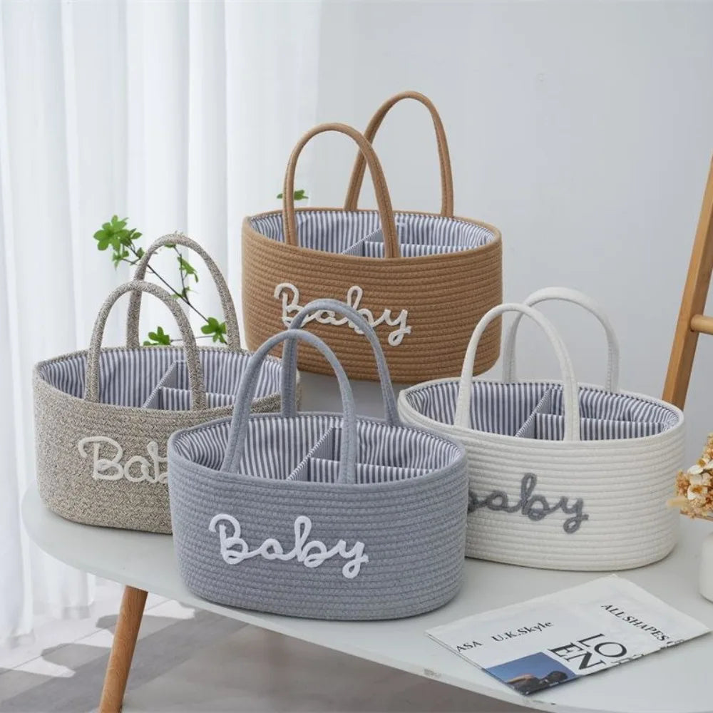 Cotton Rope Baby Diaper Storage Basket | Foldable Organizer