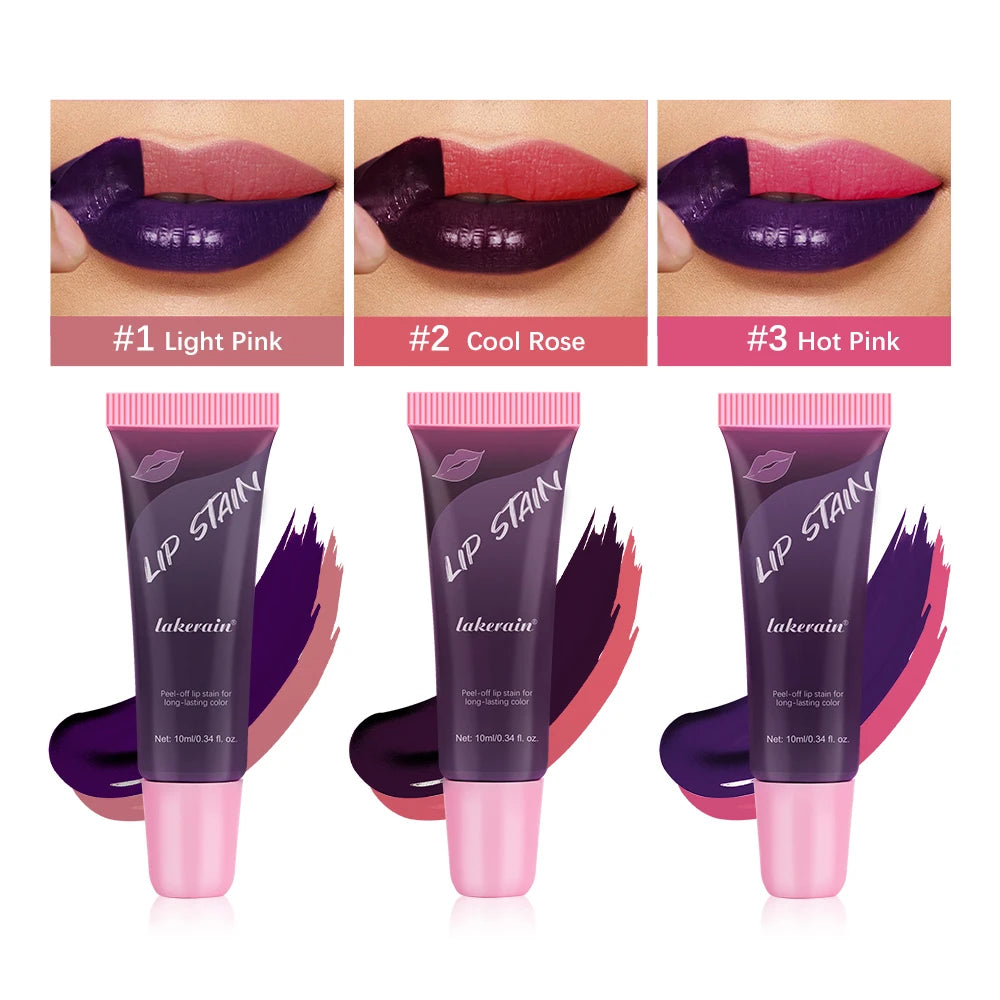 Peel Off Rose Pink Lip Gloss Matte Outline Contour Tattoo Lip Stain Waterproof Transfer Resistant Tear Off Natural Lip Tint Oasis Select SET 2