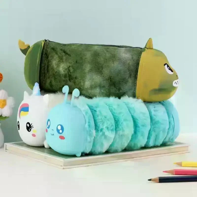 Cute Cartoon Plush Pencil Case Multi-function Storage Large-capacity Stationery Box Cosmetic Bag Oasis Select
