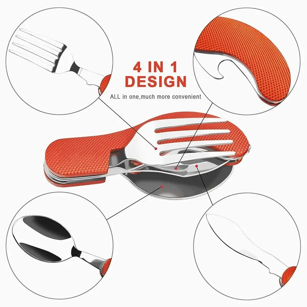 Foldable Camping Utensil Set - Multi-Functional Knife, Fork, Spoon Combo For Outdoor Activities And Sports Camping Picnic Travel Oasis Select