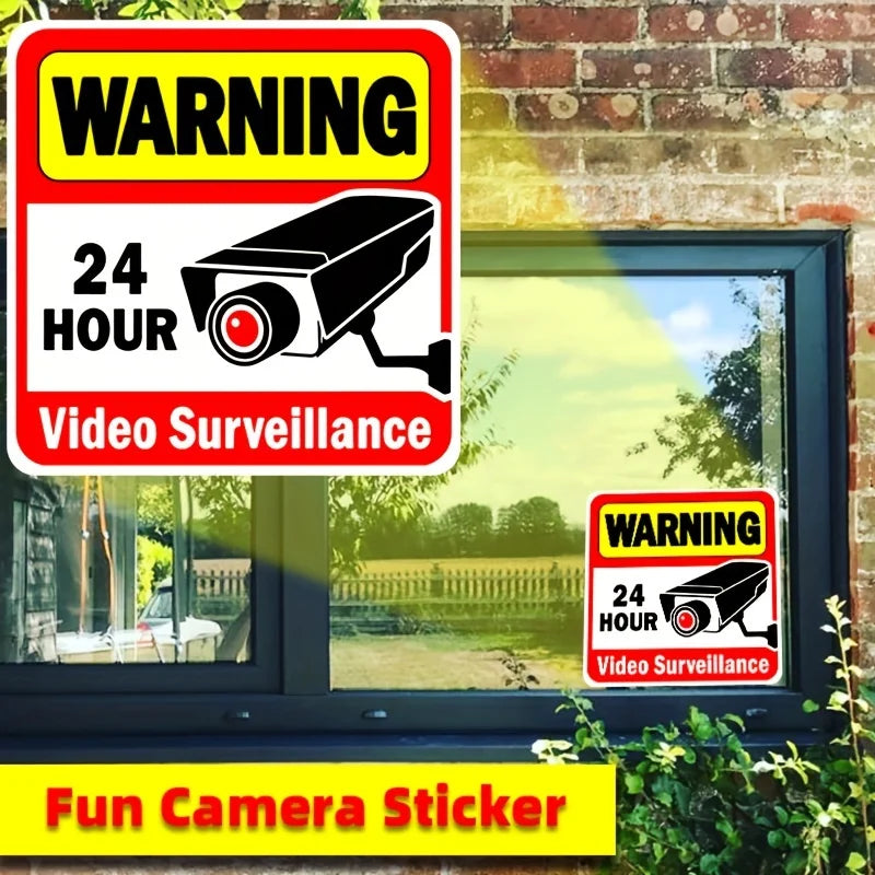 2pcs Enhance Your Security with 24-Hour Monitoring Warning Stickers: Vibrant Slogans to Safeguard Your Home and Business! Oasis Select