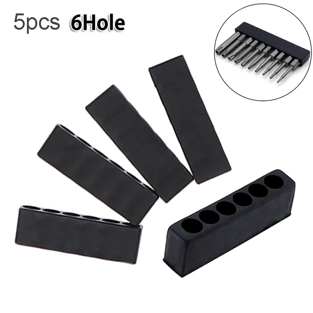 5Pcs 6Hole 1/4 Hex Shank Screwdriver Bit Holder Plastic Screwdriver Storage Drill Bit Stand Case Power Tools Oasis Select