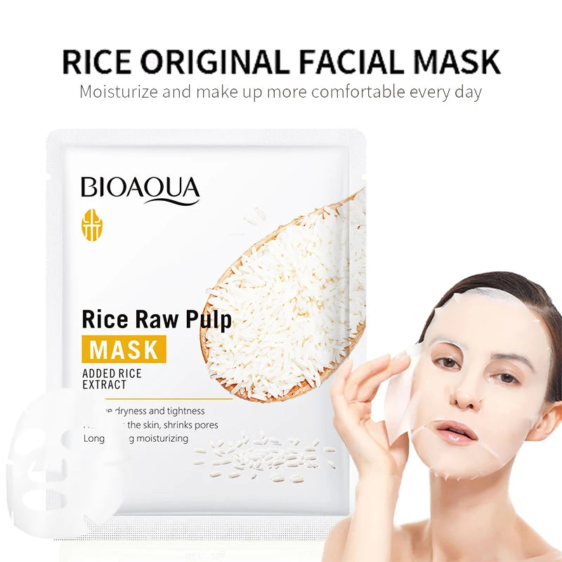 BIOAQUA Rice Raw Pulp Face Mask – Whitening & Hydrating 10pk Sheet Face Mask Oasis Select