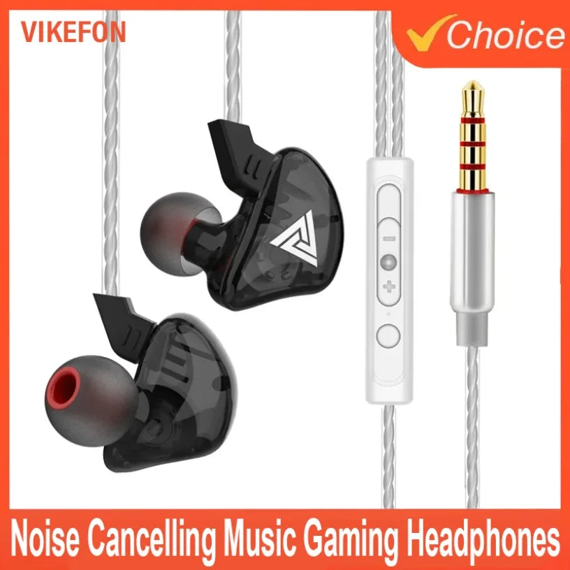 QKZ AK3 FiLe Wired Earphone HiFi Music Monitor Bass Headphones Noise Cancelling Headset with Microphone For Sport Gaming Earbuds Oasis Select