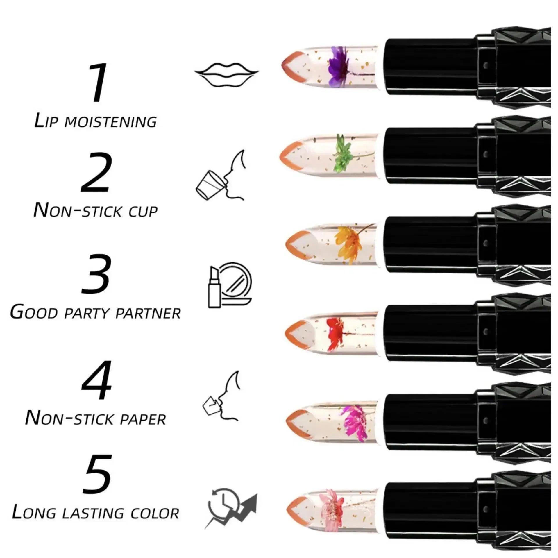 6-Pc Color-Changing Crystal Jelly Lipstick Set | Long-Lasting