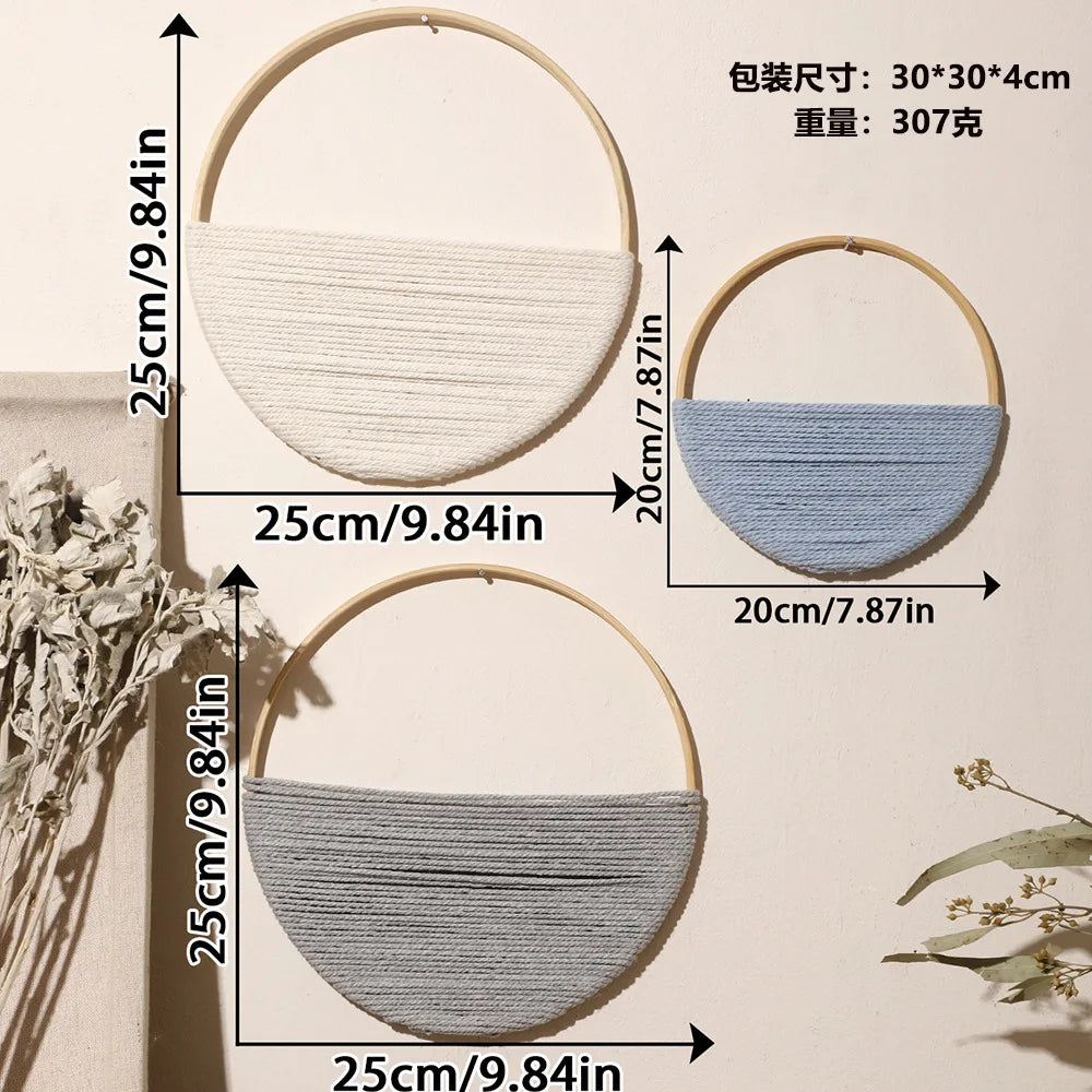 Ins Bohemian Style Double Circular Shelving Wall Decoration Pure Hand-woven Wall Hanging Room Decor Aesthetic Oasis Select 3pcs-set 7456