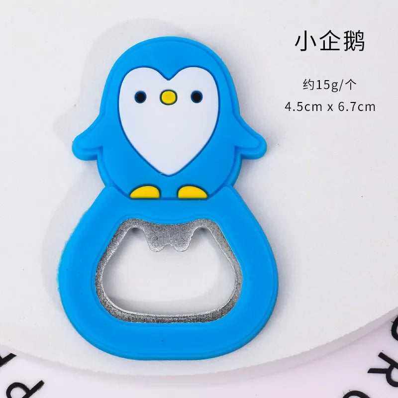Cartoon Small Animal Bottle Opener Refrigerator Magnet Pvc Soft Glue 3D Creative Magnetic Cool kitchen Gadgets Oasis Select Penguin