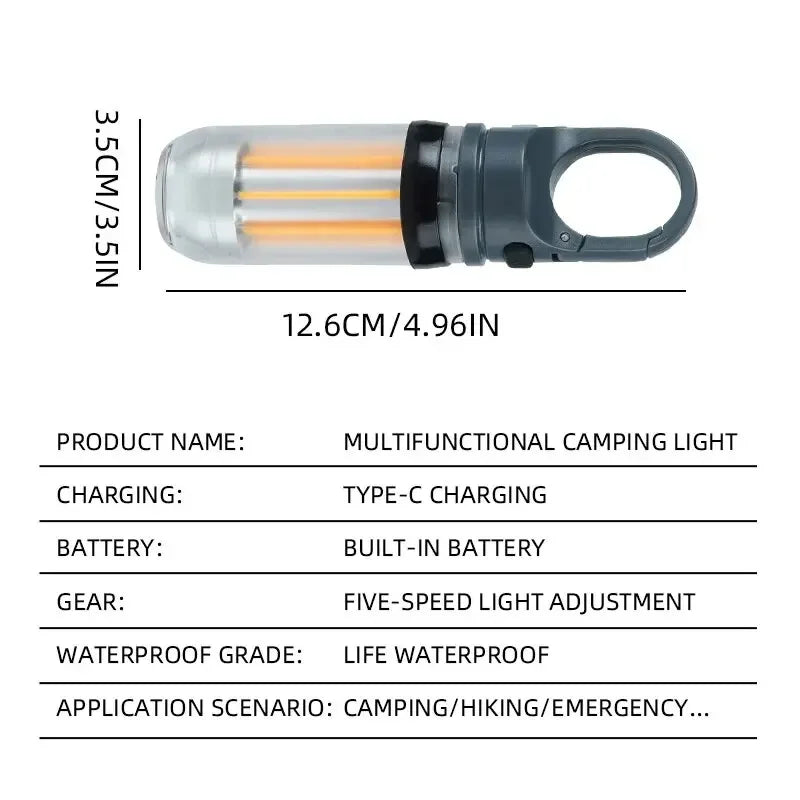 Rechargeable LED Portable Light Super Bright Flashlight Camping Light Work Light 5 Lighting Modes Waterproof Outdoor Light Oasis Select