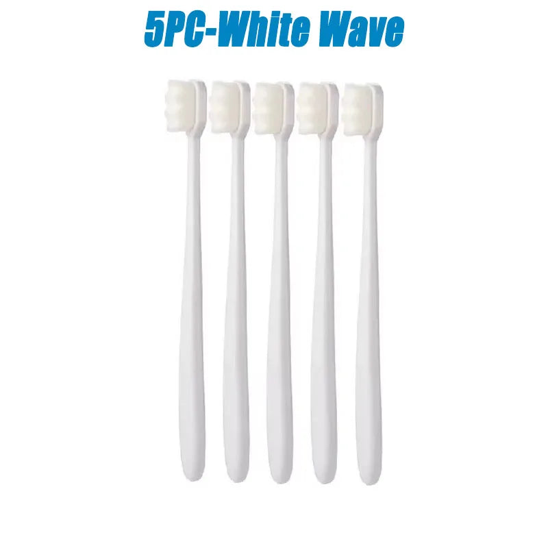 5/10Pcs Ultra Fine Soft Toothbrush, Million Nanometer Bristle Toothbrush, Deep Cleaning Teeth, Portable Oral Care Brush Oasis Select 5PC-White Wave