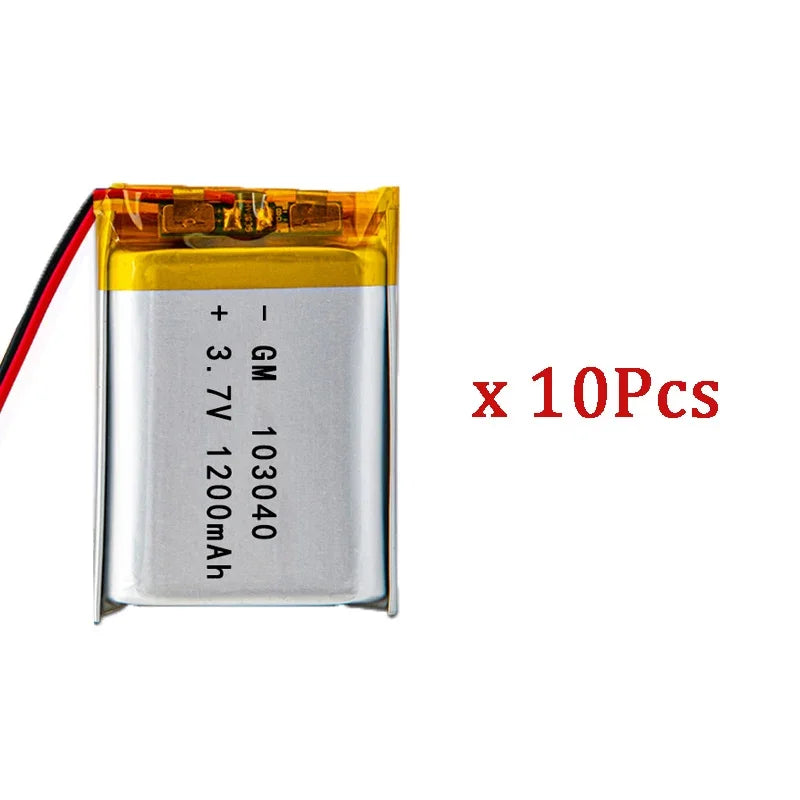 3.7V 1200mAh 103040 Lithium Polymer Battery For PS4 Humidifier GPS Navigation Device Intelligent Wearable Locator Oasis Select 10Pcs-No plugs