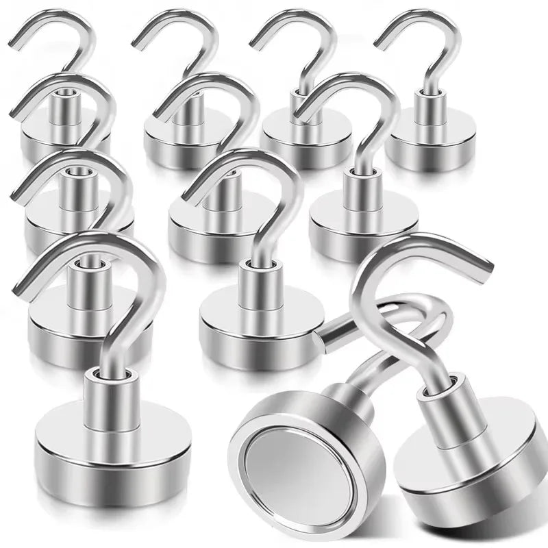 12/6/1Pcs Strong Neodymium Magnetic Hook Sucker Metal 12kg 5Pounds Diameter 20mm Magnets Quick Hook Shelf Ring For Home Kitchen Oasis Select