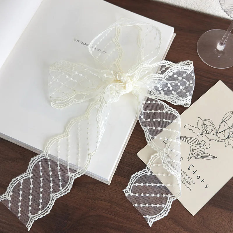 Korean Version of Ins Retro Lace Long Silk Scarf Female Personality with Decorative Streamers Multi-functional Belt Ribbon Oasis Select 26503B 1.5m