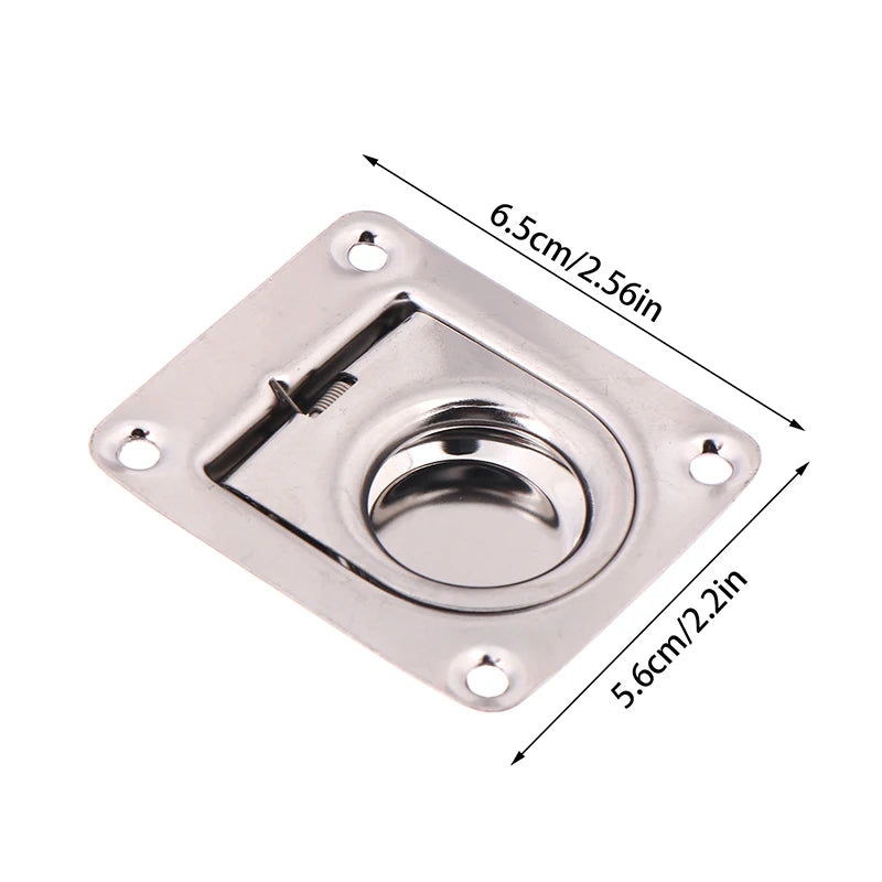 1Pc 65x56MM Stainless Steel Square Pull-ring Springloaded Boat Deck Hatch Pull Flush Mount Hardware Cabinet Recessed Rings Pull Oasis Select Silver