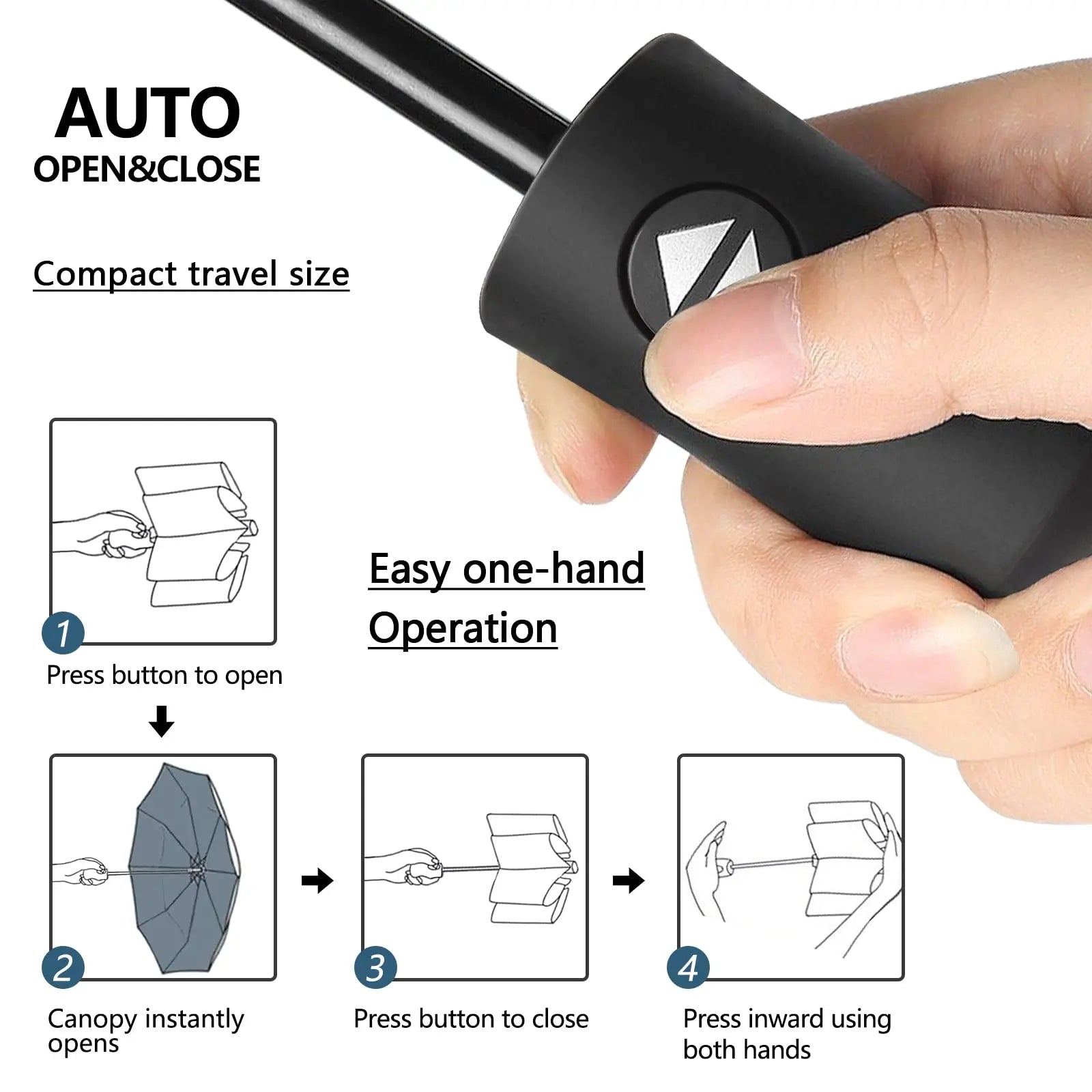 Black Glue Fully Automatic Umbrella - Thick Durable Three-Fold UV Resistant Folding Design for Protection And Style Oasis Select