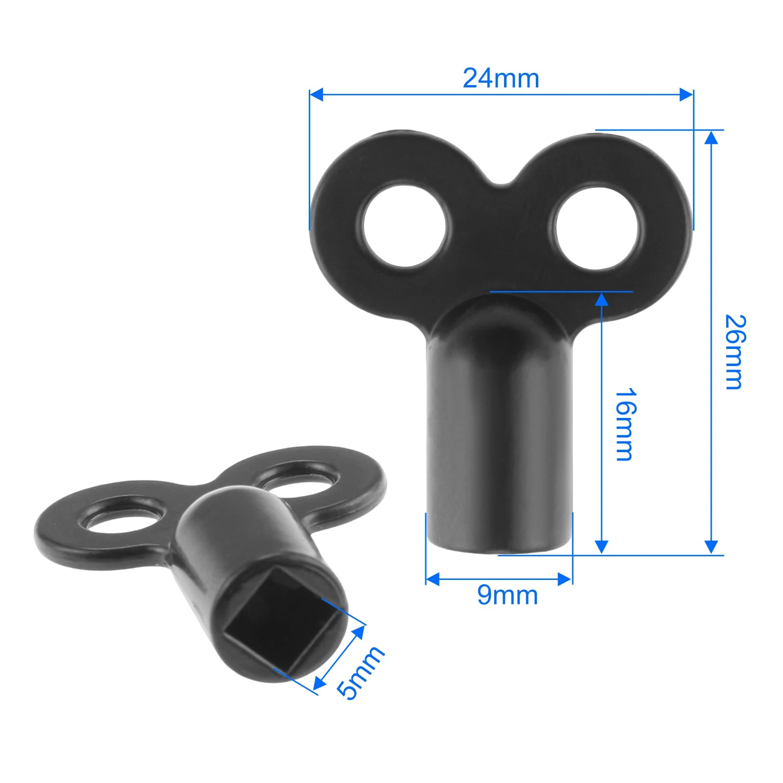 2pcs Zinc Alloy Radiator Vent Key 5mm Square Socket Heating Bleeding Exhaust Valve Tool for Standard Heaters Oasis Select 2pcs 25x26mm