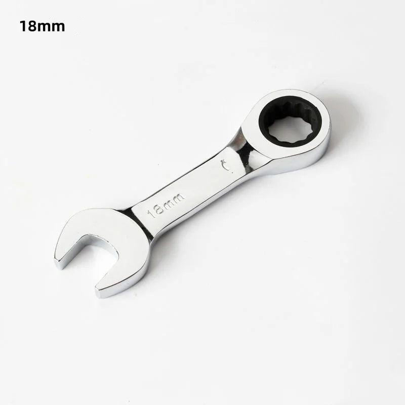 1Pcs 6-19mm 72 Tooth Short Handle Ratchet Socket Wrench CRV Quick Open Reversible Combination Stubby Spanner Auto Repair Tools Oasis Select 18mm