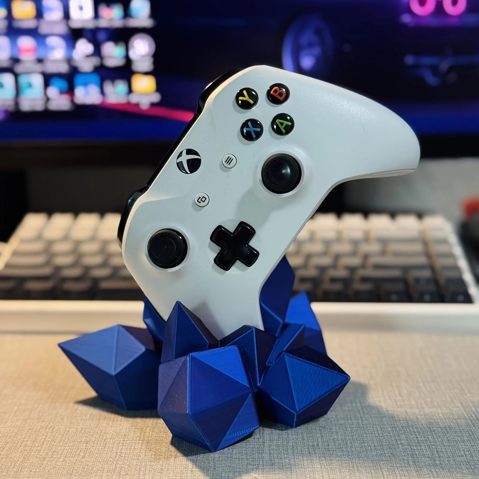3D Printed Crystal Game Controller Stand Holder Compatible with Xbox PS4 PS5 Switch Gaming Desk Decor Ornament Gift Oasis Select Blue