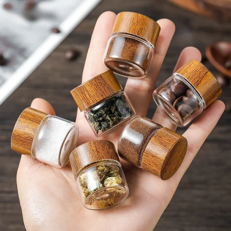 Mini Glass Sealed Jar Food Grade Coffee Powder Dispenser Bottle Portable Tea Coffee Beans Storage Small Empty Bottle Oasis Select