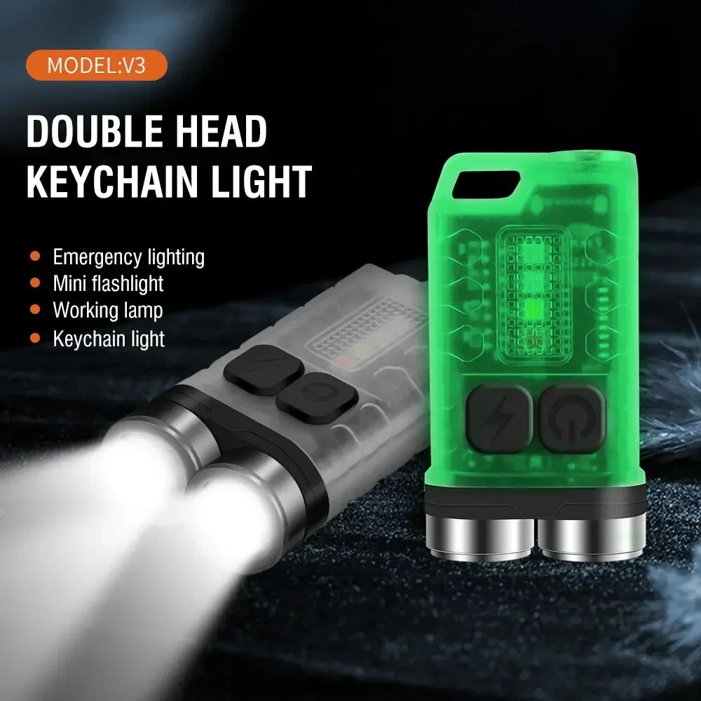 Mini Portable Key Light LED Flashlight TYPE C Rechargeable Camping Hiking Lantern High Power Luminous Flash Light Pocket Torch Oasis Select
