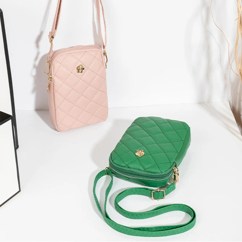 Embroidery Mobile Phone Bags Women Fashion Shoulder Bag Female Mini Crossbody Messenger Bags PU Leather Clutch Wallet Pouch Oasis Select