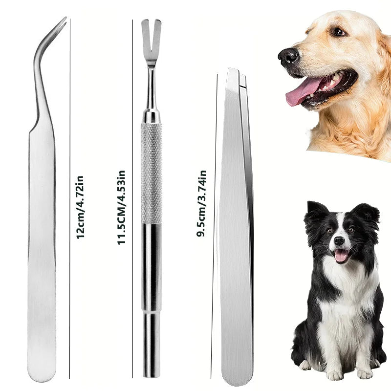 Stainless Steel Pet Grooming Flea Removal Tool Set, Portable and Washable Pet Grooming Products, Suitable for Cats and Dogs Oasis Select