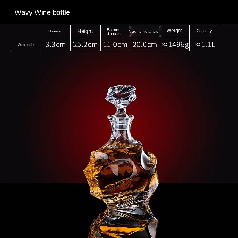 European thickened whiskey glass set large foreign wine glass crystal glass wine bottle creative wine set Oasis Select Wave wine bottles